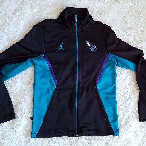 Mens Nike Air Jordan Dri Fit Charlotte Hornets Full Zip Jacket Black sz Small - Picture 1 of 16